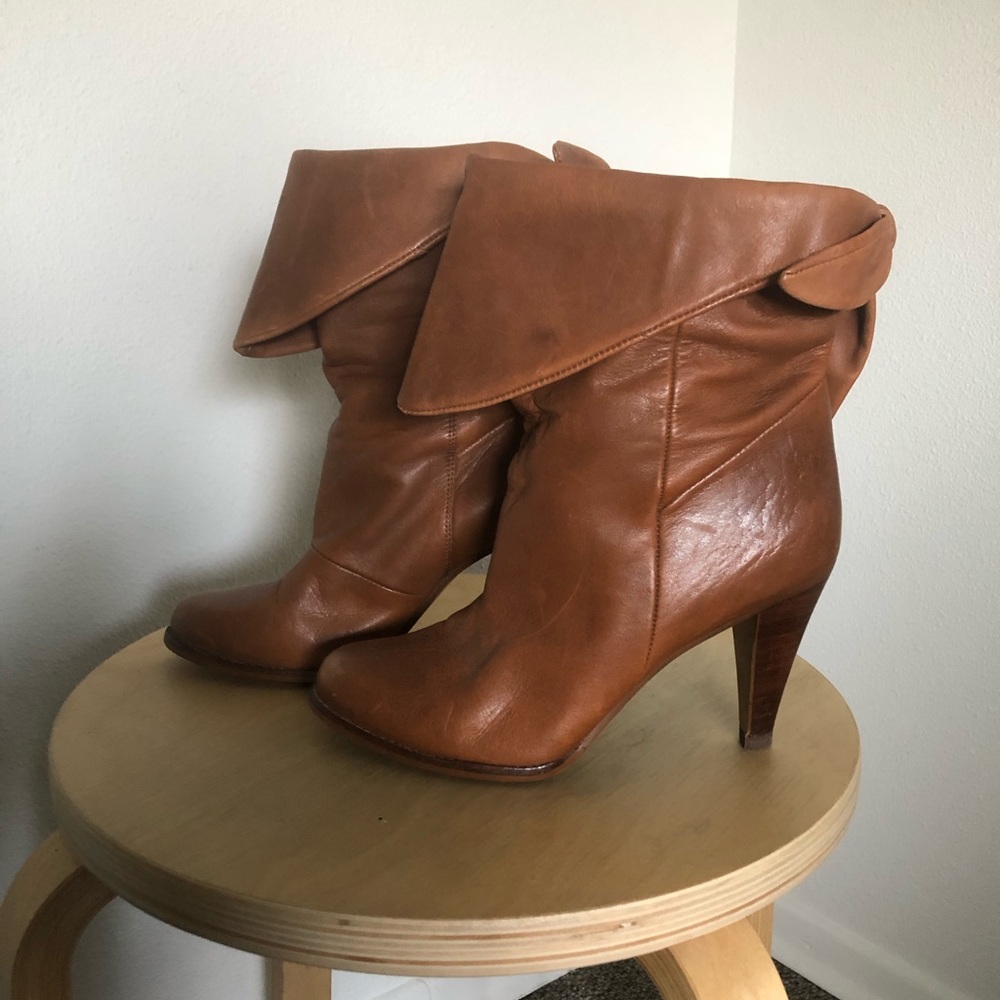 Vintage Women's Fold-Over Leather Boots - Brown 6.5